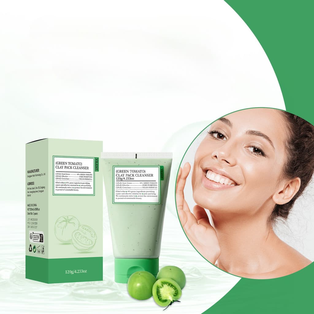 Limpador Facial De Tomate Verde-Controle Suave De Óleo Para Refino De Poros E Limpeza Profunda Iluminada Com Fórmula Enr
