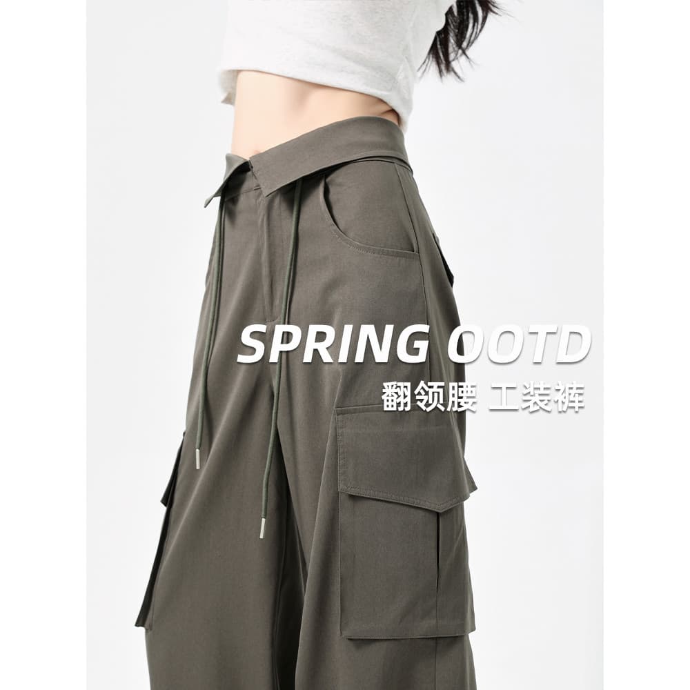 Americano Retro macacão feminino primavera 2026 novo estilo cintura alta mais magro olhar Design sentimento Flip cintura