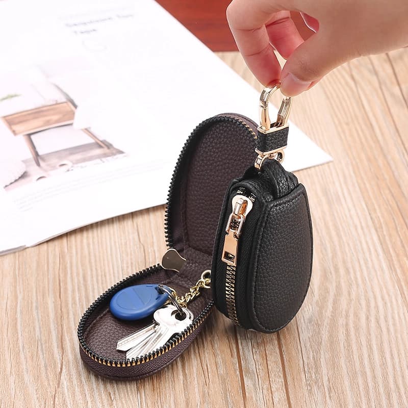 High-End caso chave masculino simples grande capacidade cintura-pendurado multifuncional zíper caso de cartão dois-em-um