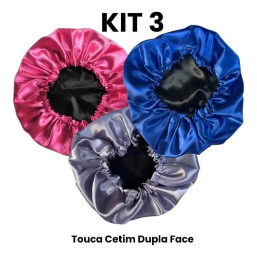 Kit 3 Touca De Cetim Anti Frizz Dupla Face Regulável