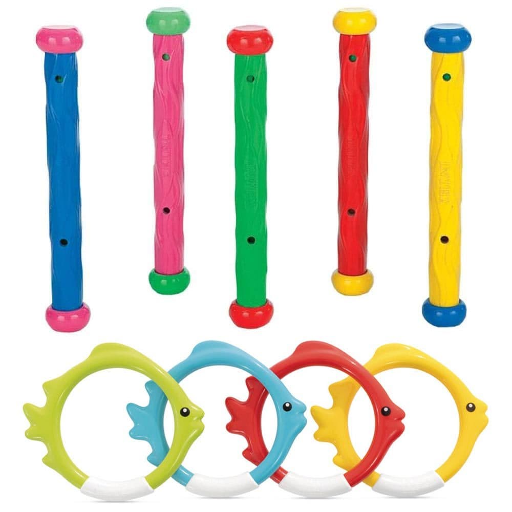 Kit Brinquedo Para Piscina Caça Bastão e Argolas Coloridas Intex