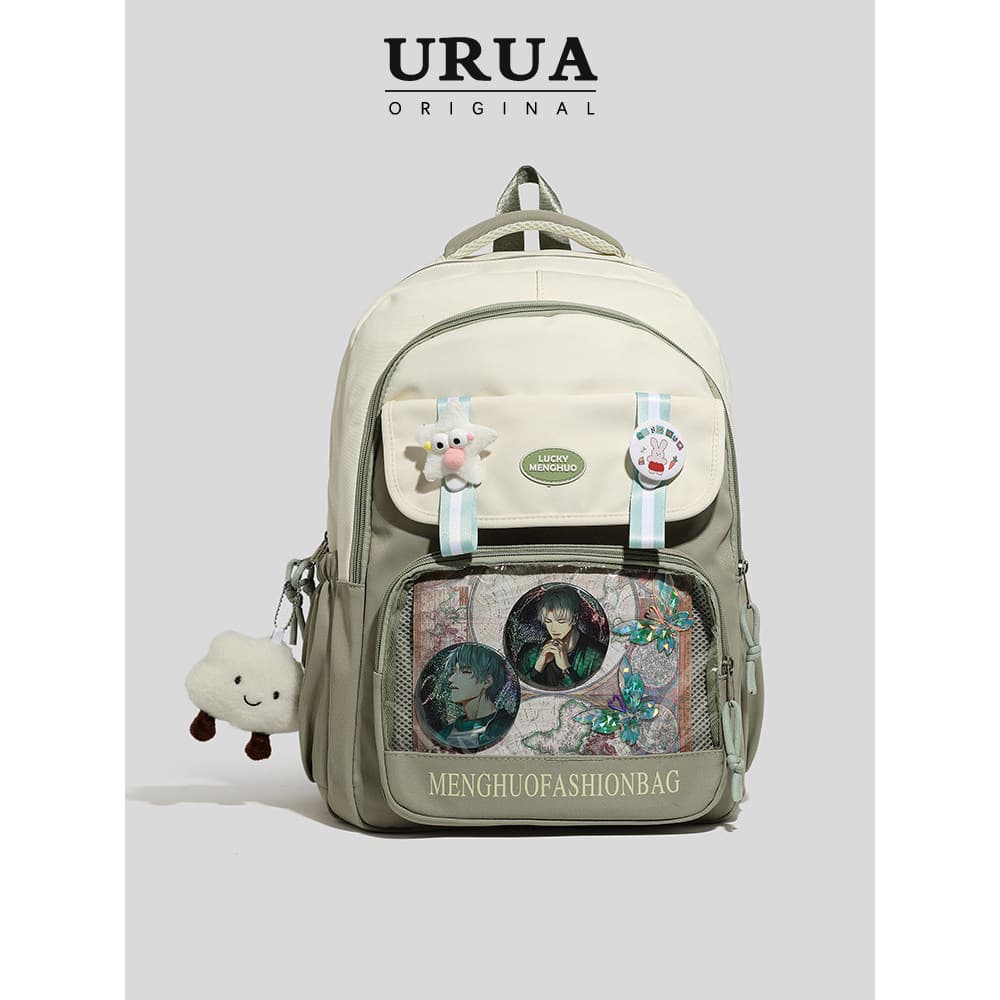Japonês transparente mochila bidimensional júnior meninas do ensino médio mochila grande capacidade diário estilo Preppy