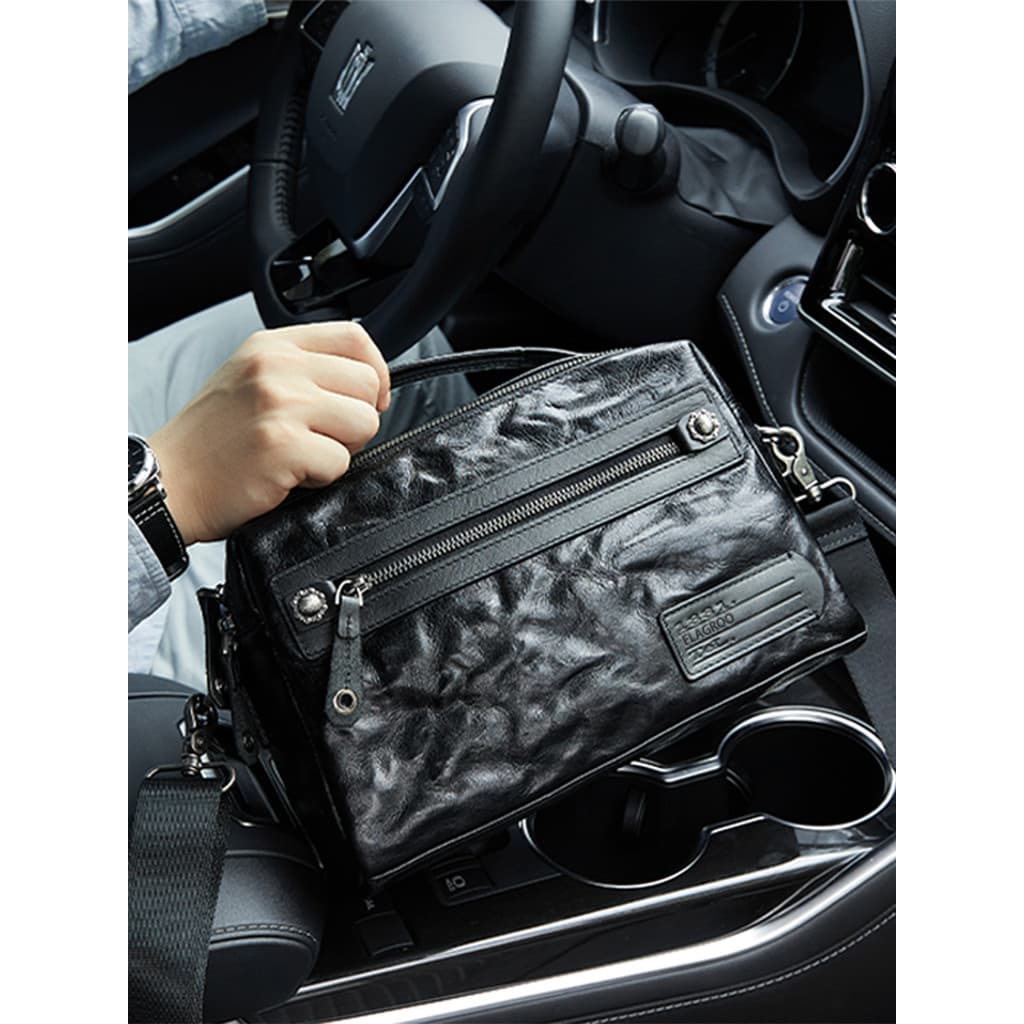 Bolsa mensageiro masculina de couro genuíno, bolsa de primeira camada de couro de vaca Casual multifuncional, bolsa de o
