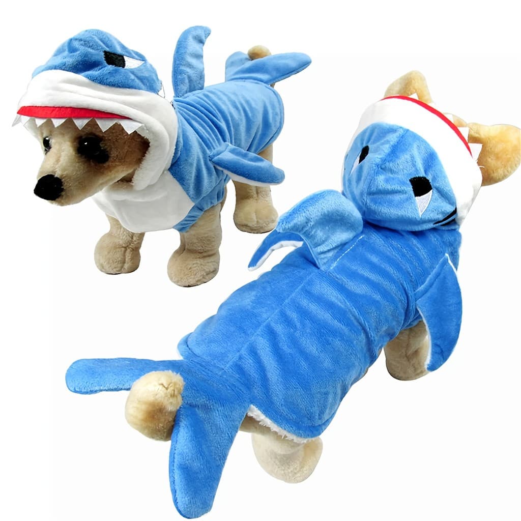 Fantasia de Tubarão para Animais de Estimação, Bonito Moletom de Tubarão Azul, Roupa de Natal, Vestido de Natal, Fantasi