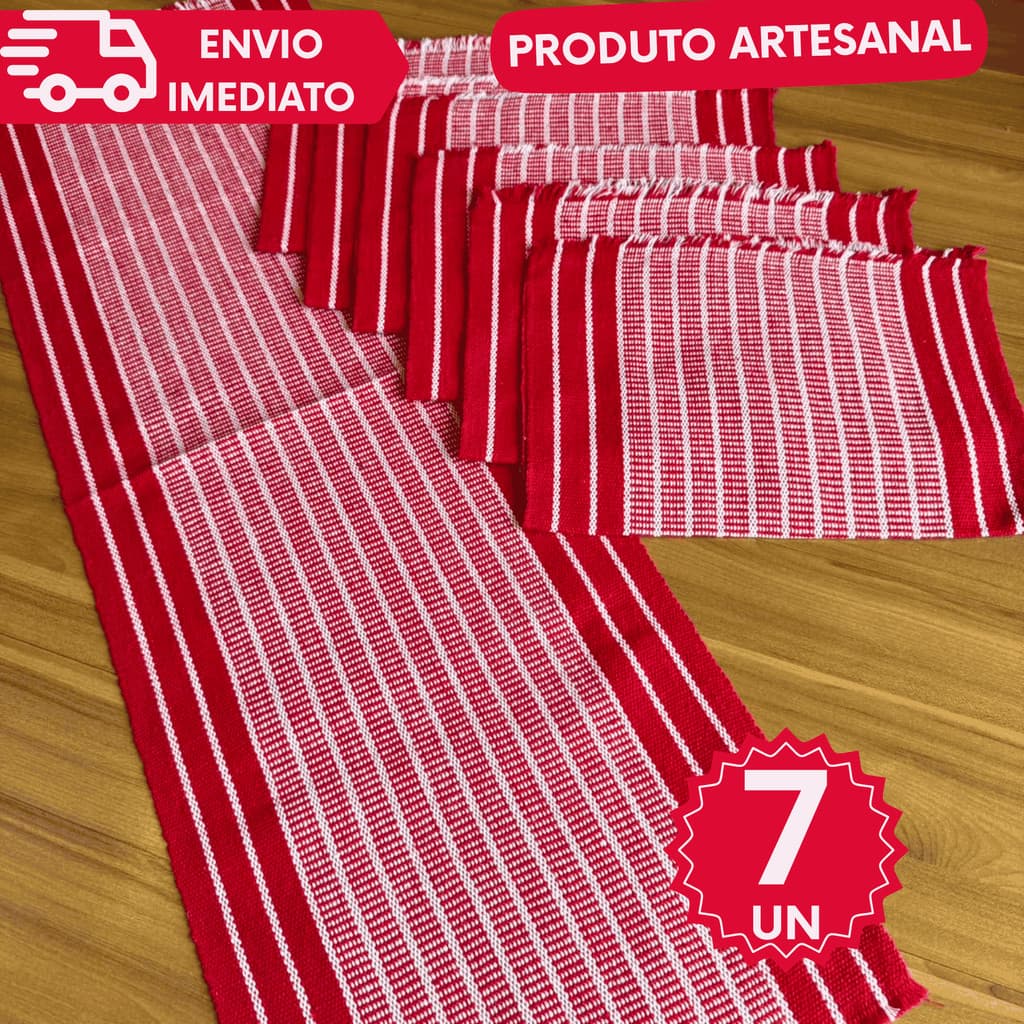 Jogo Americano 7 peças sendo 6 lugares e 1 caminho Decoração Chic