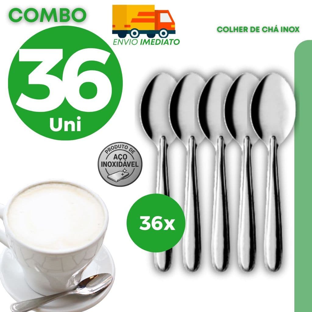 Conjunto Colher Chá Aço Inoxidável Café Sobremesa Cafeteria Restaurante Elegante Resistente Pequena