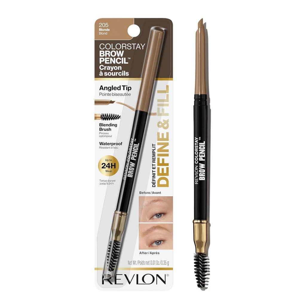 Lápis de Sobrancelha Revlon ColorStay com Escova Spoolie, à prova d'água, traços semelhantes aos dos pelos para sobrance