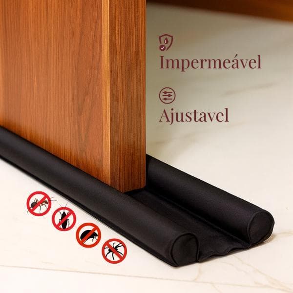 Protetor de Porta Rolinho Veda Porta Ajustavel Impermeavel 80 cm sem Costura Preto