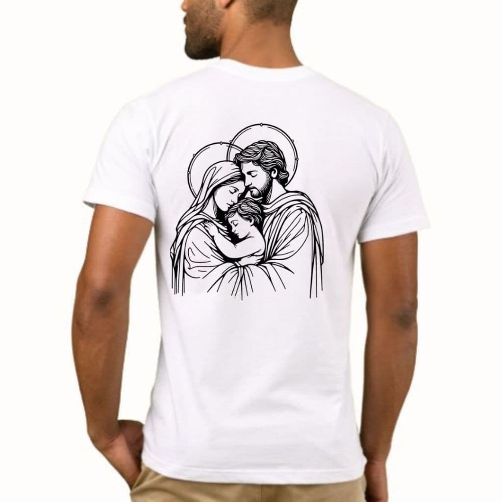 Camiseta Cristã Casual Premium Sagrada Familia 100%  Algodão Lançameto 2025 Envio Imediato