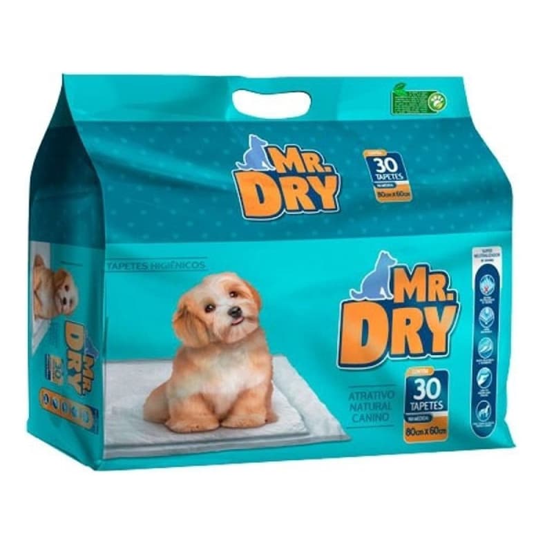 Mr. Dry Tapete Higiênico Para Cães 30 Unidades 80x60cm
