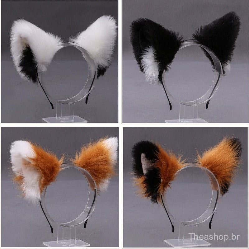 Lolita Cosplay Orelhas De Gato Bandana Anime Dança Festa Traje Lobo Raposa Orelha Hairband Meninas Acessórios K43K