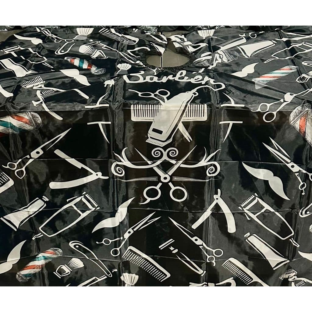 Capa De Corte Para Barbearia E Salões - Listrada  Barberpole Preta