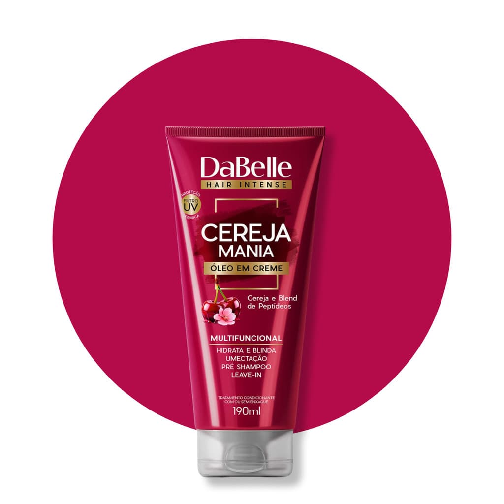 Óleo Creme DaBelle Multifuncional Cachos Cereja Mania Hidratação Proteção Brilho Intenso 190ml