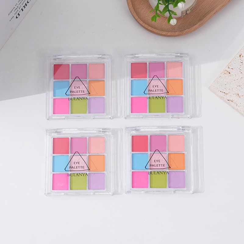 Paleta de sombras acrílicas de nove cores peroladas foscas cor terra Jiugongge transparente Nude maquiagem cosméticos