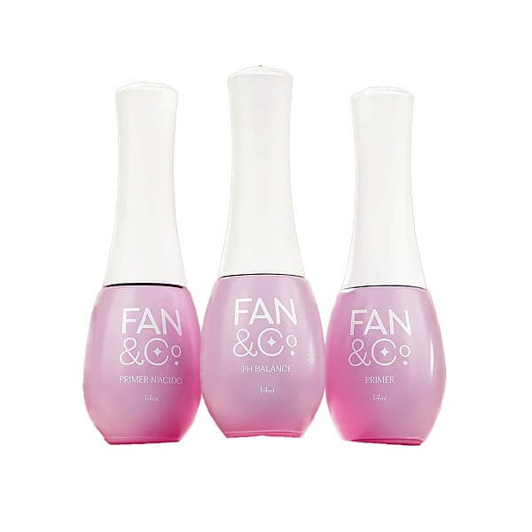 Preparadores Finalizadores Top Coat Primer Base Coat Ph Balance FAN&CO 14ml Unhas de Gel LED/UV Profissional com Anvisa
