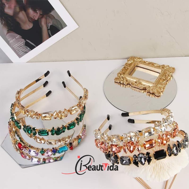 KODSP Bandas De Cabelo De Rhinestone Versáteis Acessórios Luxo Lado Fino