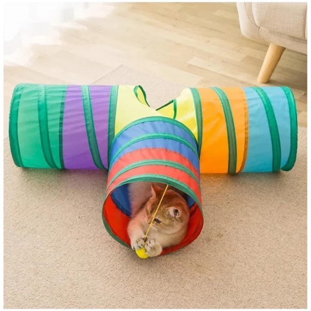 Túnel Colorido Bolinhas Anti Estresse Casinha Pets Gatos Brinquedo Habitat Animal