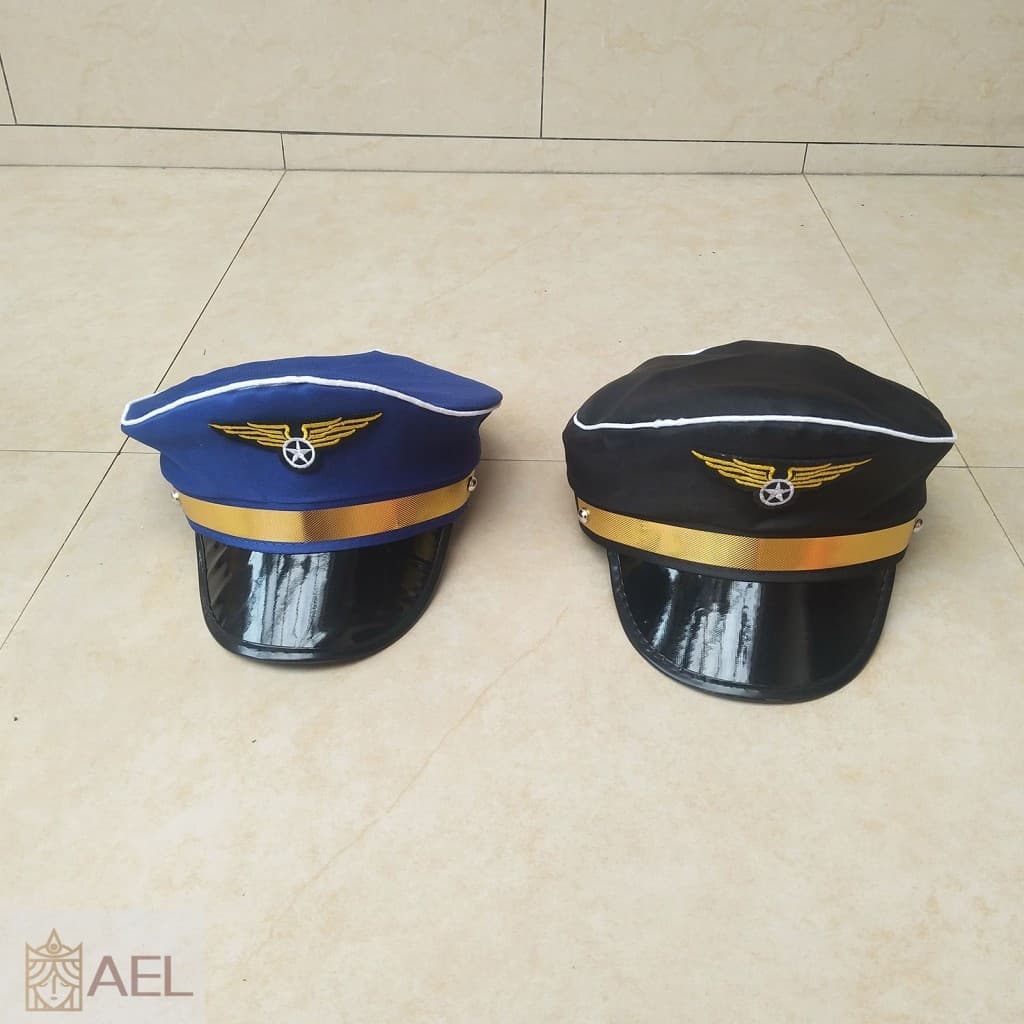 Chapéu De Fantasia De Marinha Com Boné Piloto Aviador – Bordado Dourado Ajustável Para Vestido Extravagante