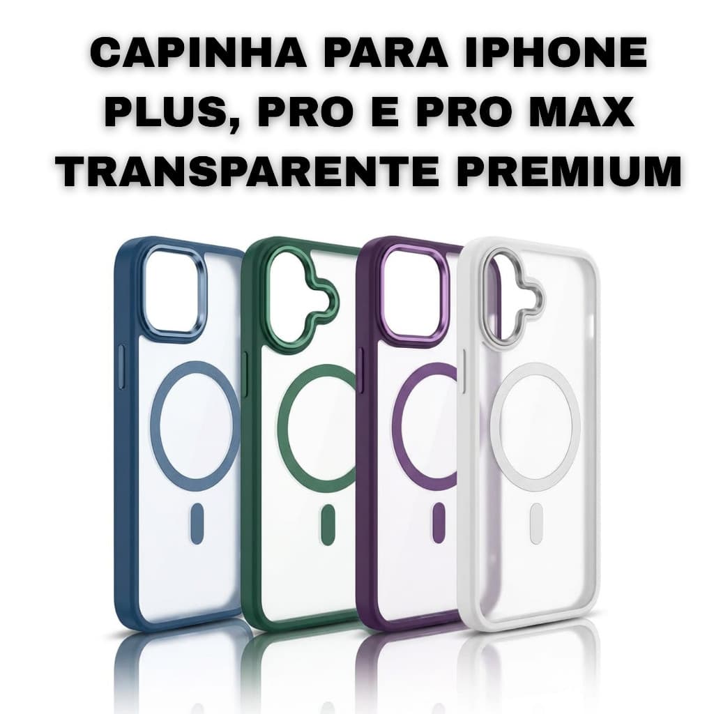 Capinha iPhone Plus Pro Max Transparente Case Premium Com Bordas Coloridas