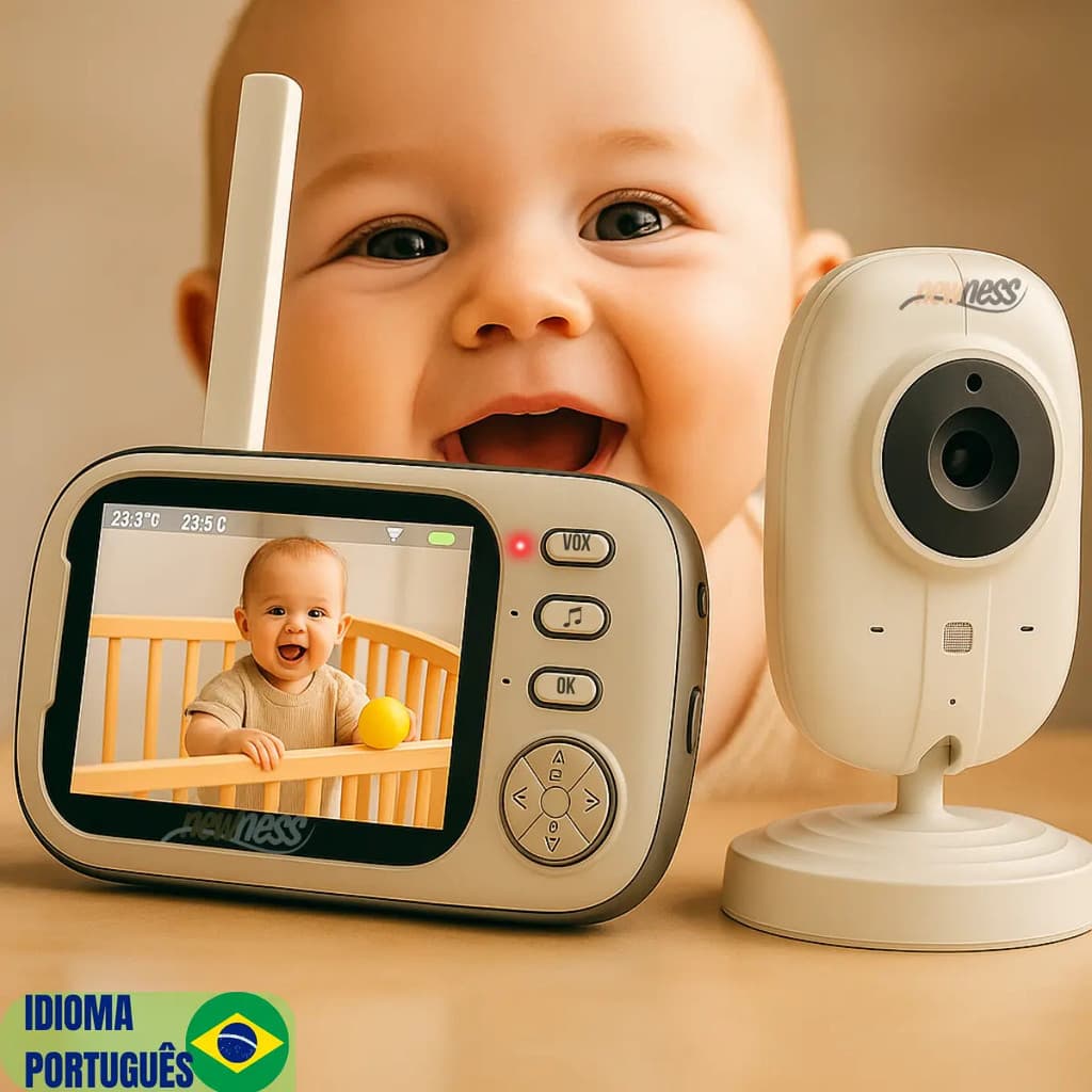 Baby Monitor Scb43 Baba Eletrônica Com Monitor Cor Branco Modo Vox Ninar newness Digital Lens