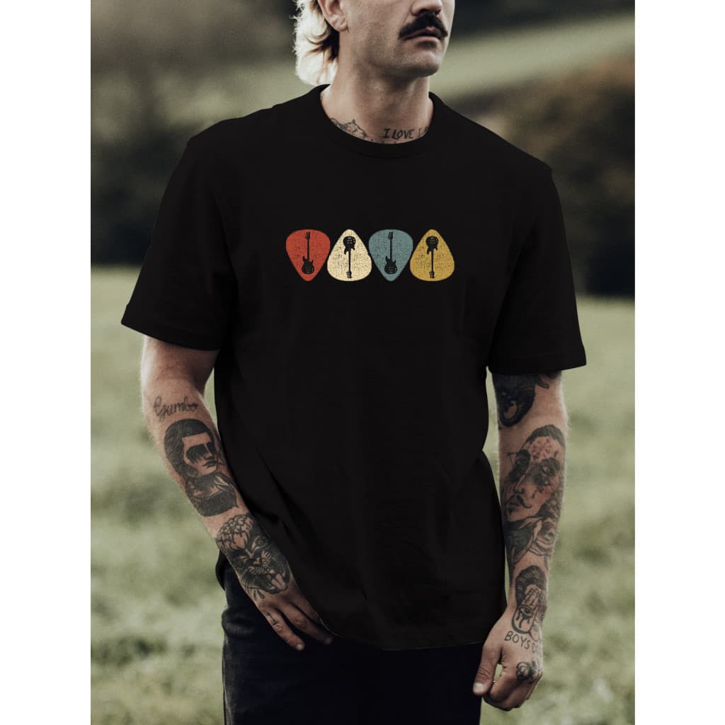 Camiseta Masculina Skatista Músico Guitarrista Palheta Guitarra 100% Algodão Várias Cores