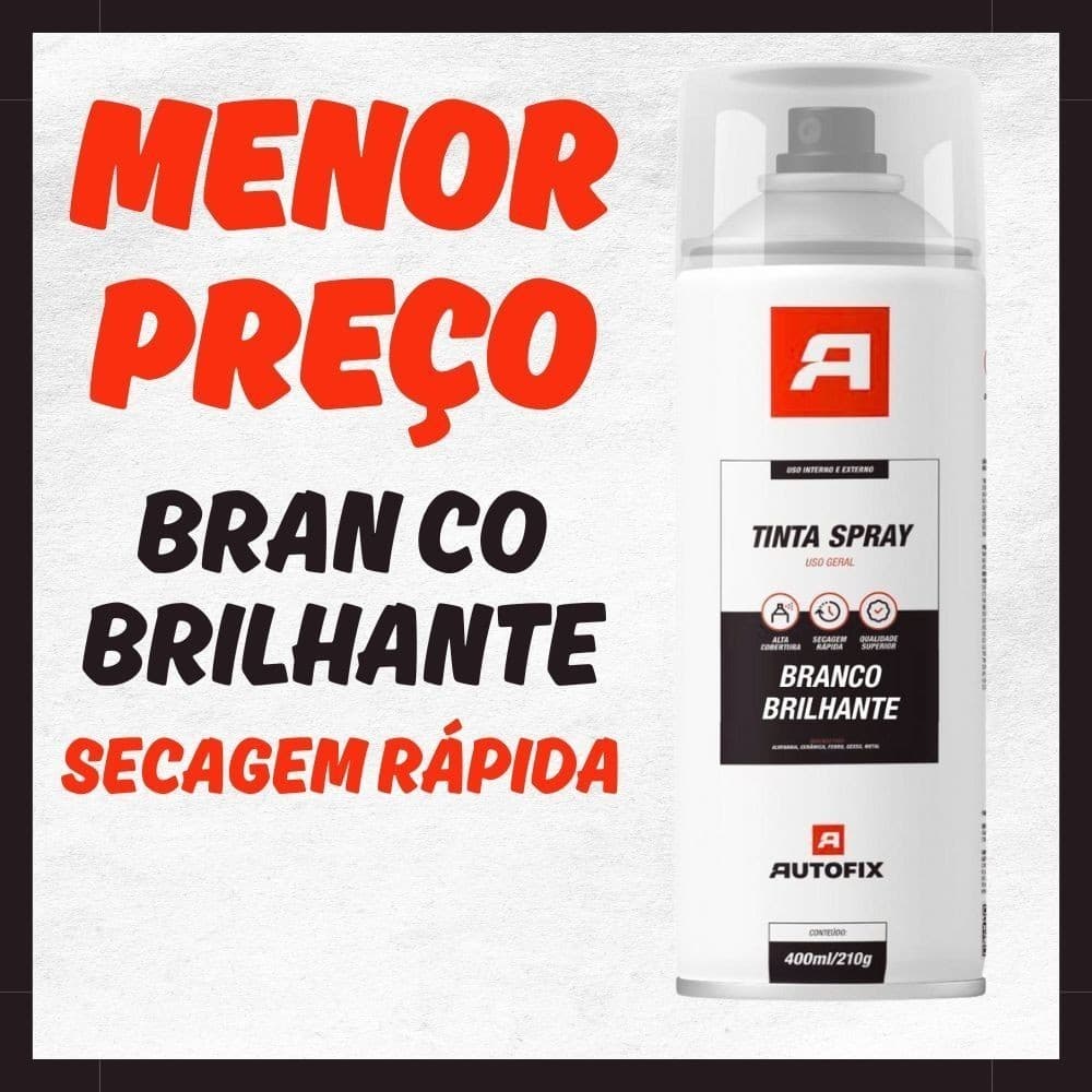 Tinta Spray Branco Brilhante 400ml – Alta Qualidade