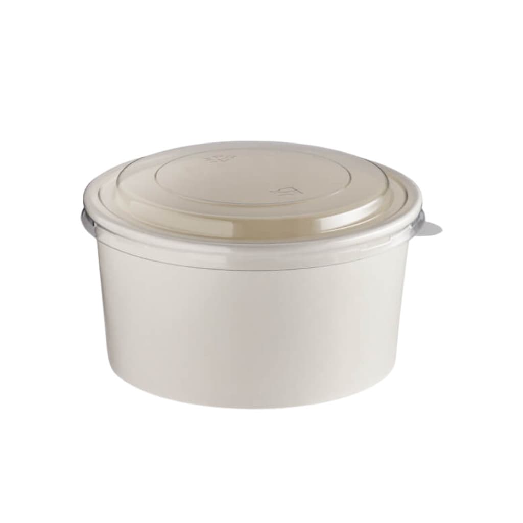 20un - Bowl de Papel Branco C/ Tampa 1000ml