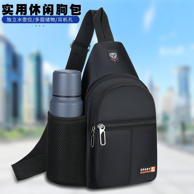 Saco de peito mochila masculina 2024 novo estilo náilon lona saco de peito lazer esportes viagem saco de peito ombro sac