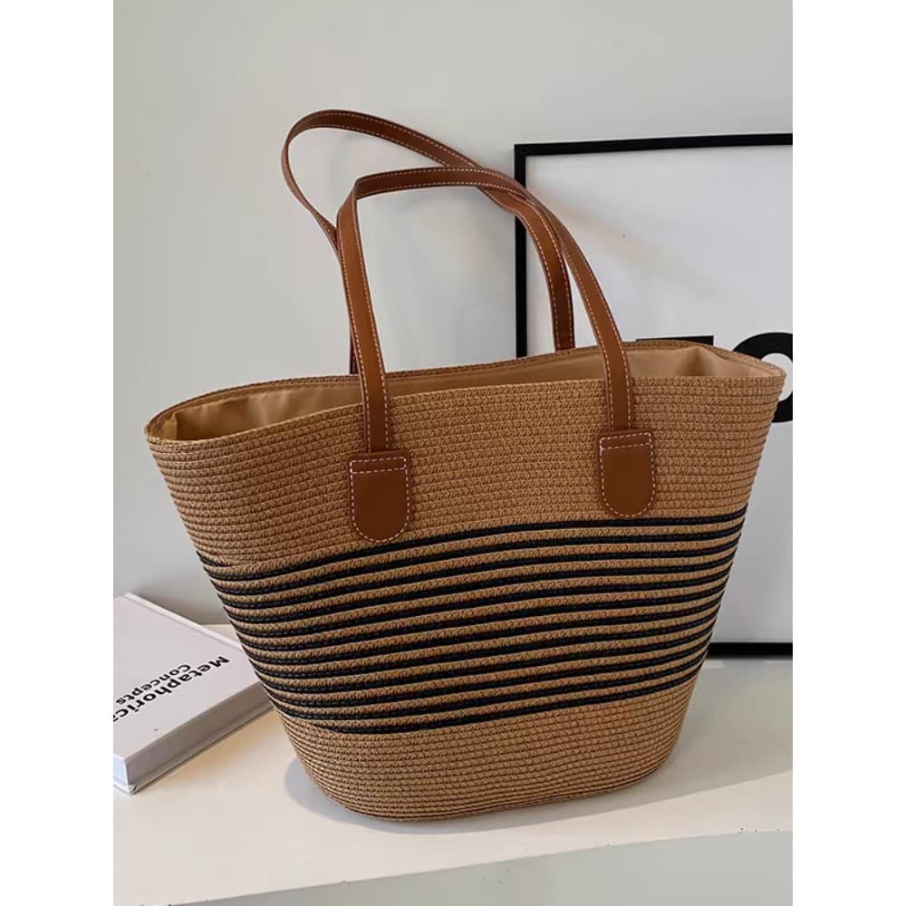 bolsa femenina Bolsa Saco de tecido listrado novo estilo luz estilo luxo palha tecido bolsa feminina sacola moda moda bo