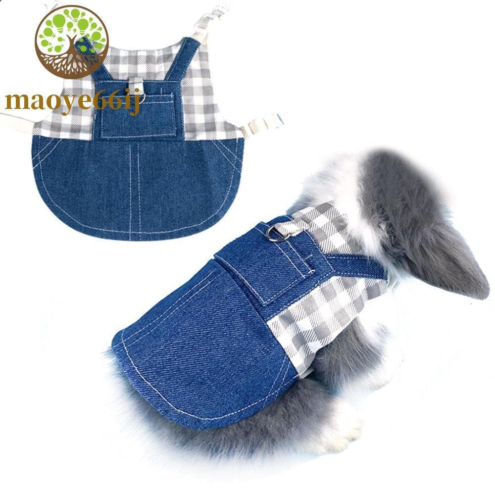 MAOYE66 Suprimentos Para Animais De Estimação Cool Small Pet Usando Com Arnês Trela Jeans Jaqueta Leve Coelho