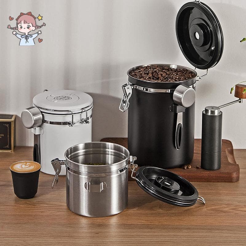 Recipiente Selado De Grãos De Café Frasco De Armazenamento De Válvula De Escape Unidirecional De Aço Inoxidável 304 Com