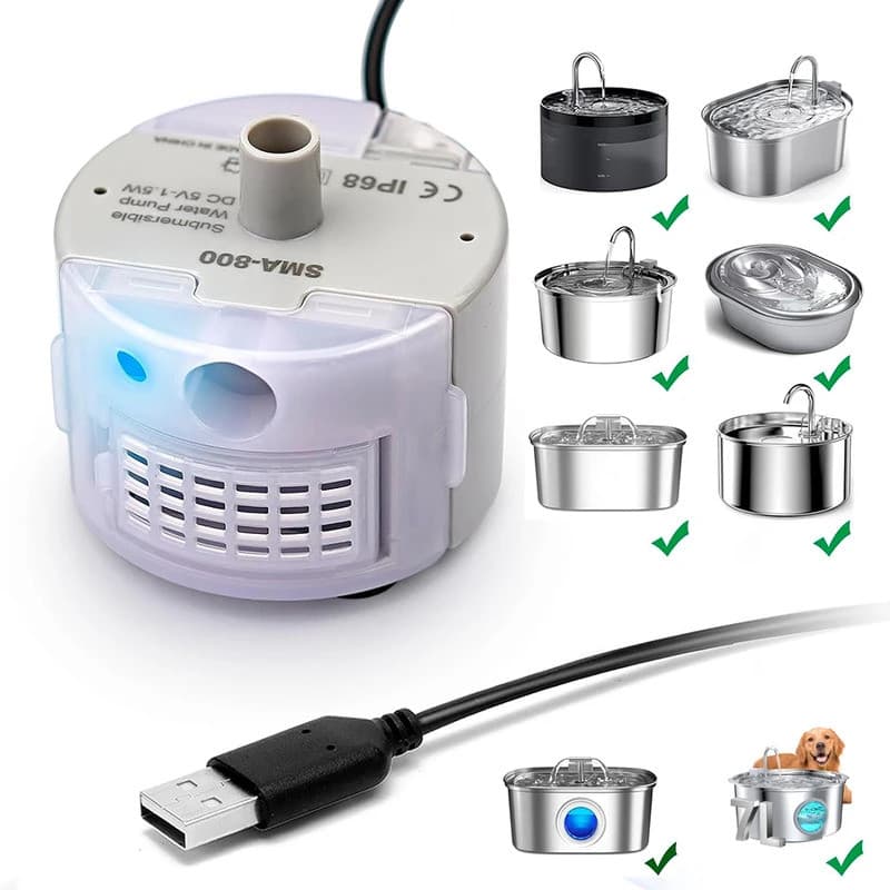 1pc Bomba De Água Para Fonte De Animais De Estimação Alimentador De Aço Inoxidável SMA-800 Ultra-Silencioso USB (Sem Plu