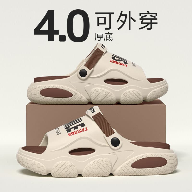 Sandálias masculinas chinelos de verão ao ar livre Wear antiderrapante nova uma palavra na moda condução dupla utilizaçã