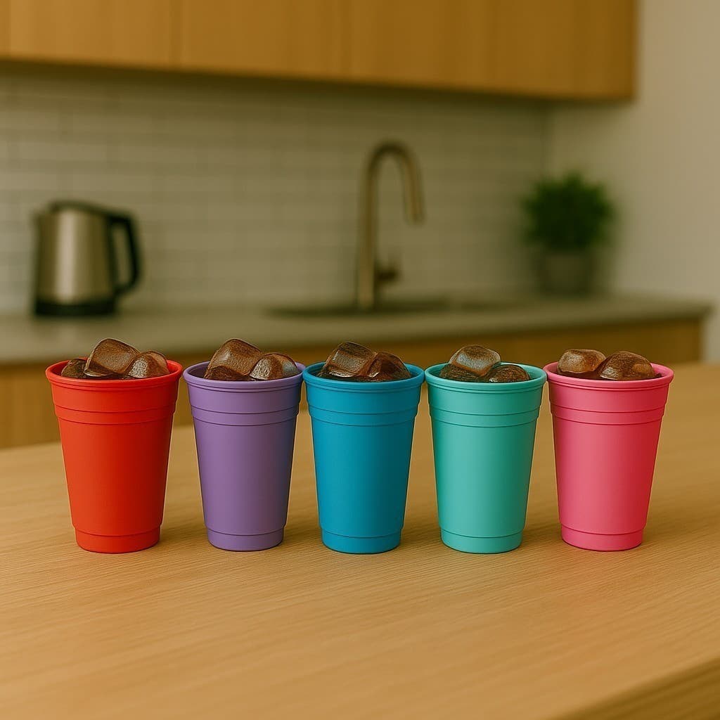 Jogo de 10 Copos Plástico 300 ml Reutilizável Colorido Para Eventos Festas e Aniversários
