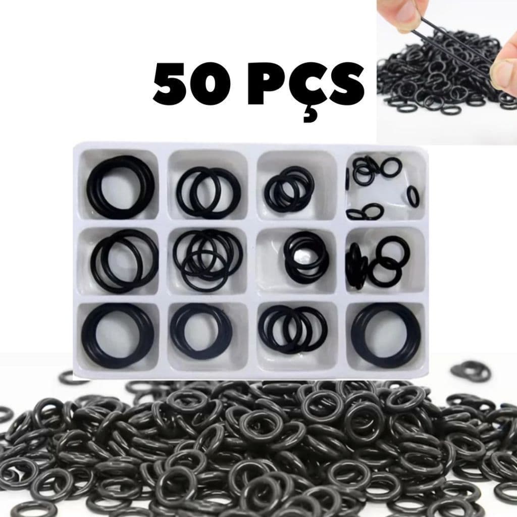 Kit 50 O-Rings de Borracha – Vedação para Sistemas Hidráulicos, Automotivos e Industriais
