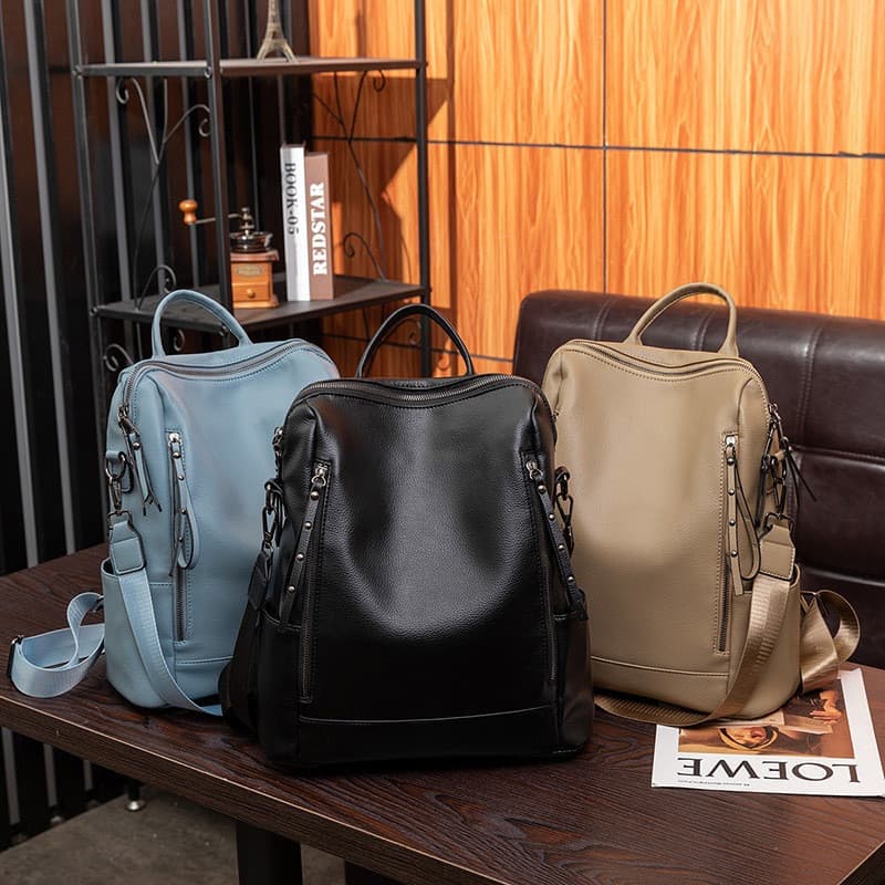 Bolsa mochila feminina da moda de material PU à prova d'água