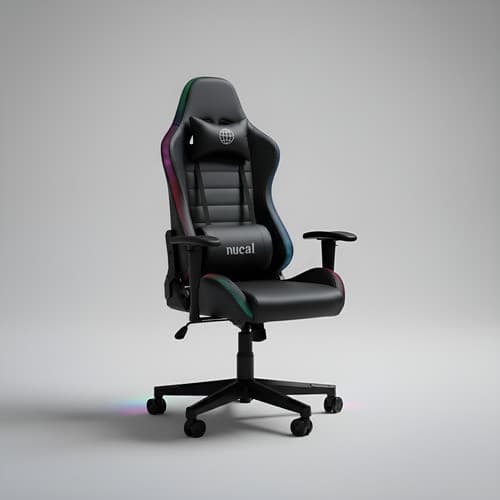 Cadeira Gamer Giratória Com Luzes Rgb Sortida Cor Preto Preto Couro Sintético