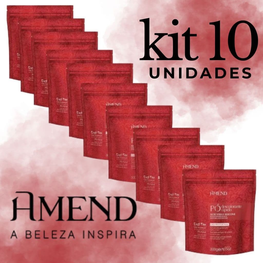 Kit 10 Pó Descolorante Rápido Amend Cosmetics Aloe Vera E Silicone 300g