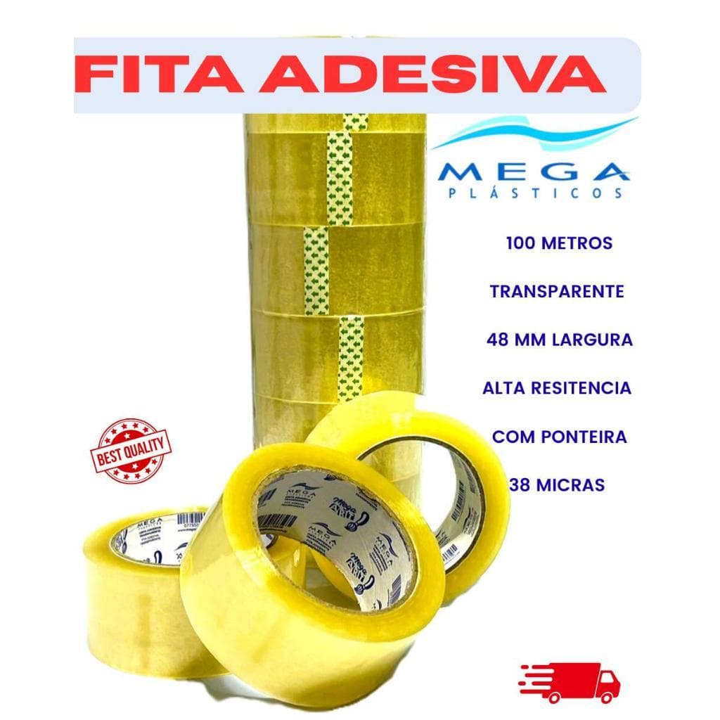Kit 6 Rolos de fitas para Embalagem & Mudança Adesiva 48mm x 100m Transparente Durex