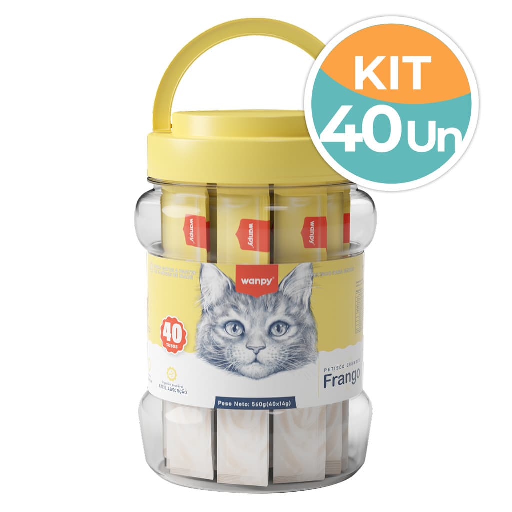 Petisco Wanpy Creamy Frango Gatos 40x14g
