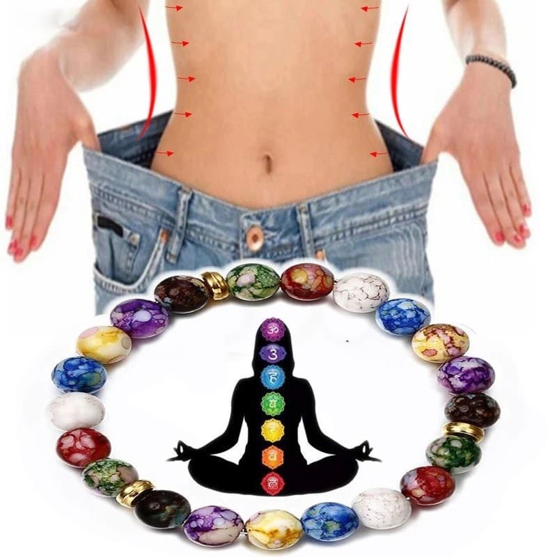 7 Chakra Reiki Pedra De Cura Pulseira Yoga Equilíbrio Energia Contas Vulcânica Perda De Peso Jóias Bangle Para Mulheres