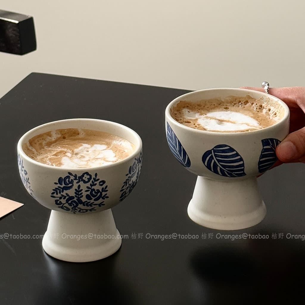 Novo estilo chinês estilo nacional na moda azul branco porcelana copo de cerâmica nicho xícara de café Latte copo de beb