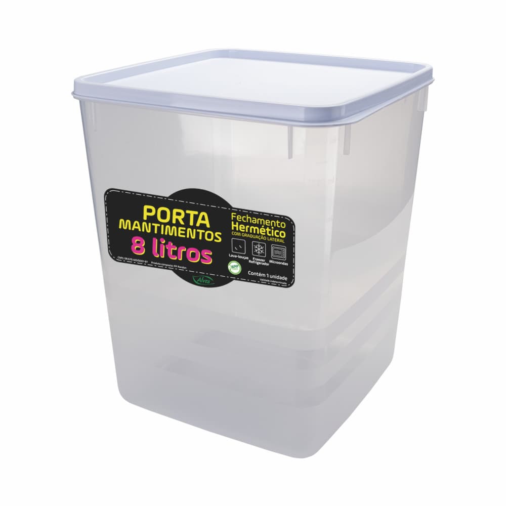 Porta Mantimento Hermético 8 litros / até 5 kg - Alves Plastic