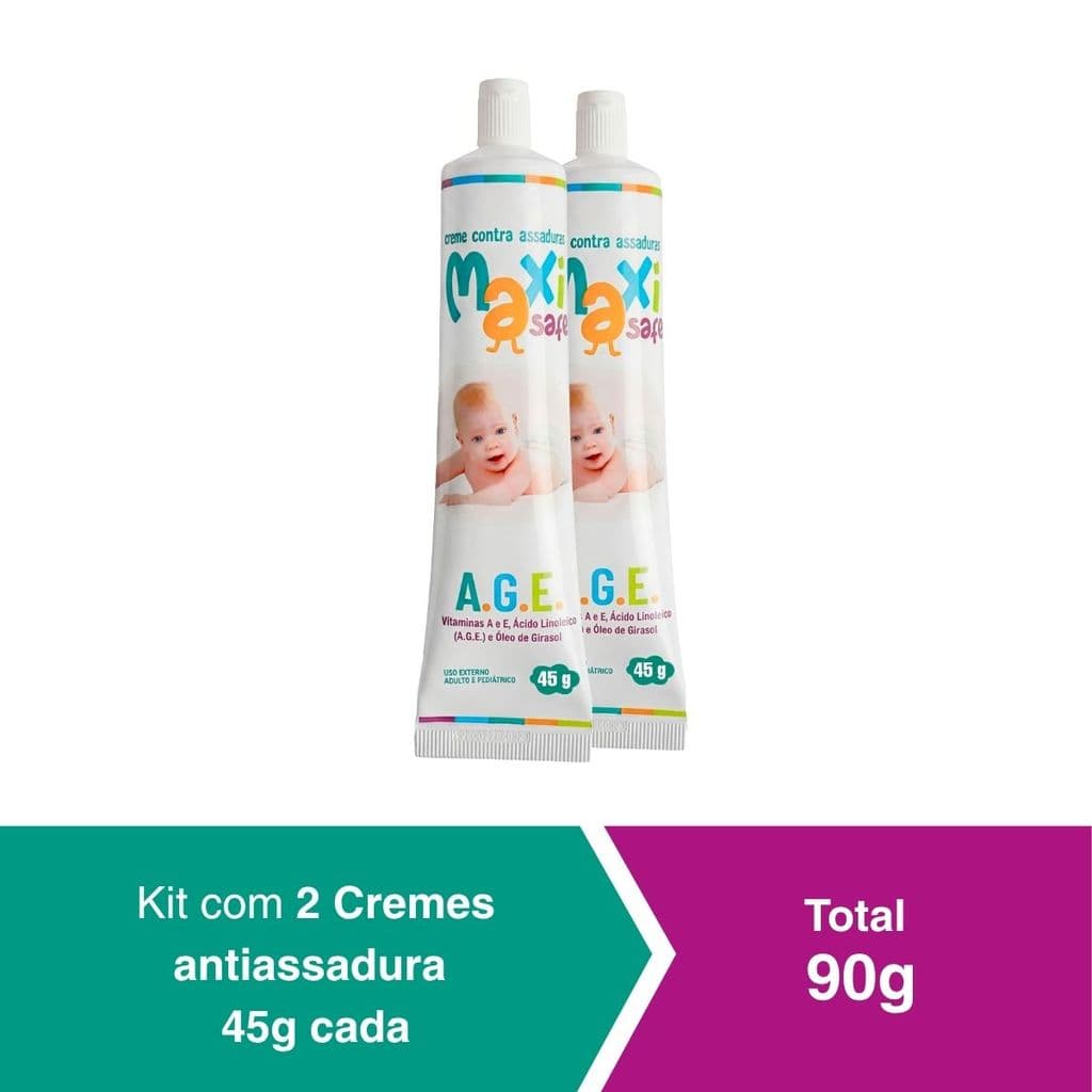 KIT Creme Pomada de Assadura Vit A.G.E  45g Cada Maxi Baby