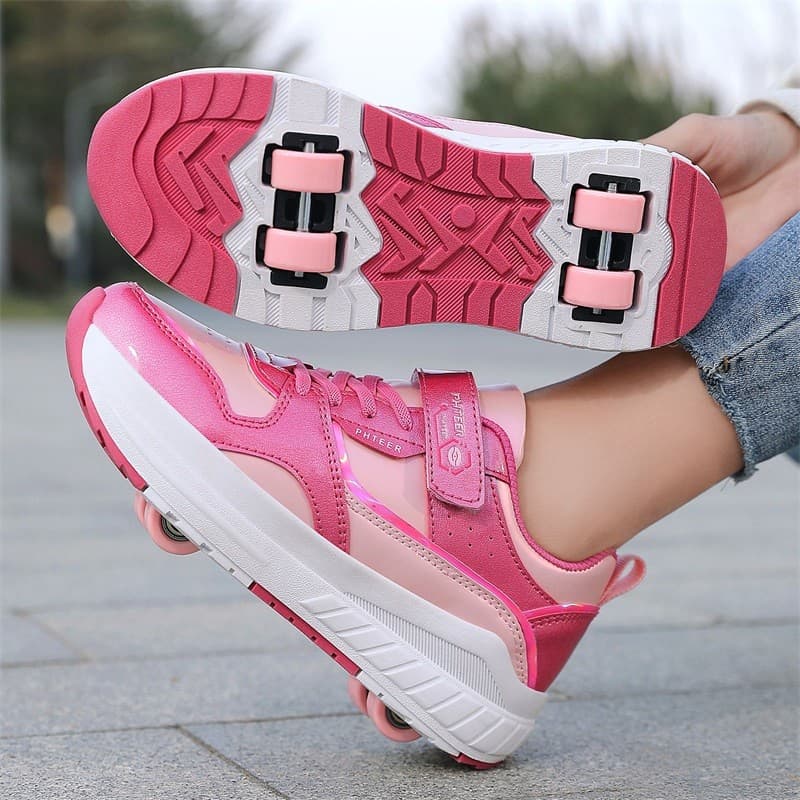 Sapatos de corrida de quatro rodas antiderrapante respirável patins esportes ao ar livre sapatos de skate meninos menina