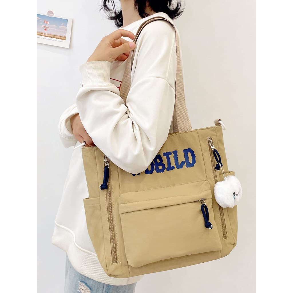 Bolsa de lona feminina de grande capacidade, bolsa mensageiro de um ombro 2026, novo estilo, estudantes do ensino médio,
