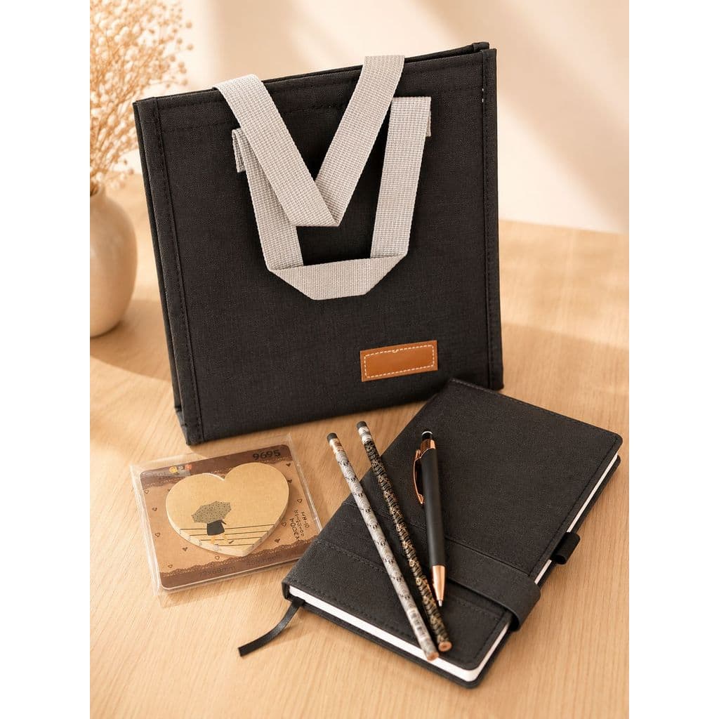 Moleskine Capa Linho - Caneta Touch - Lápis - Sacola Térmica - Kit Executivo Premium - Elegante para Presente