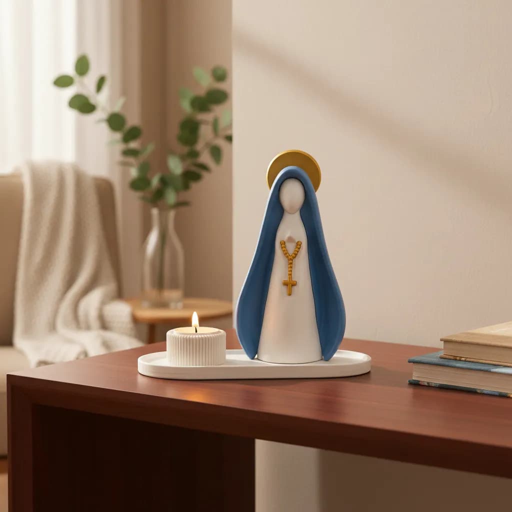 Nossa Senhora Com Bandeija Decorativo Minimalista