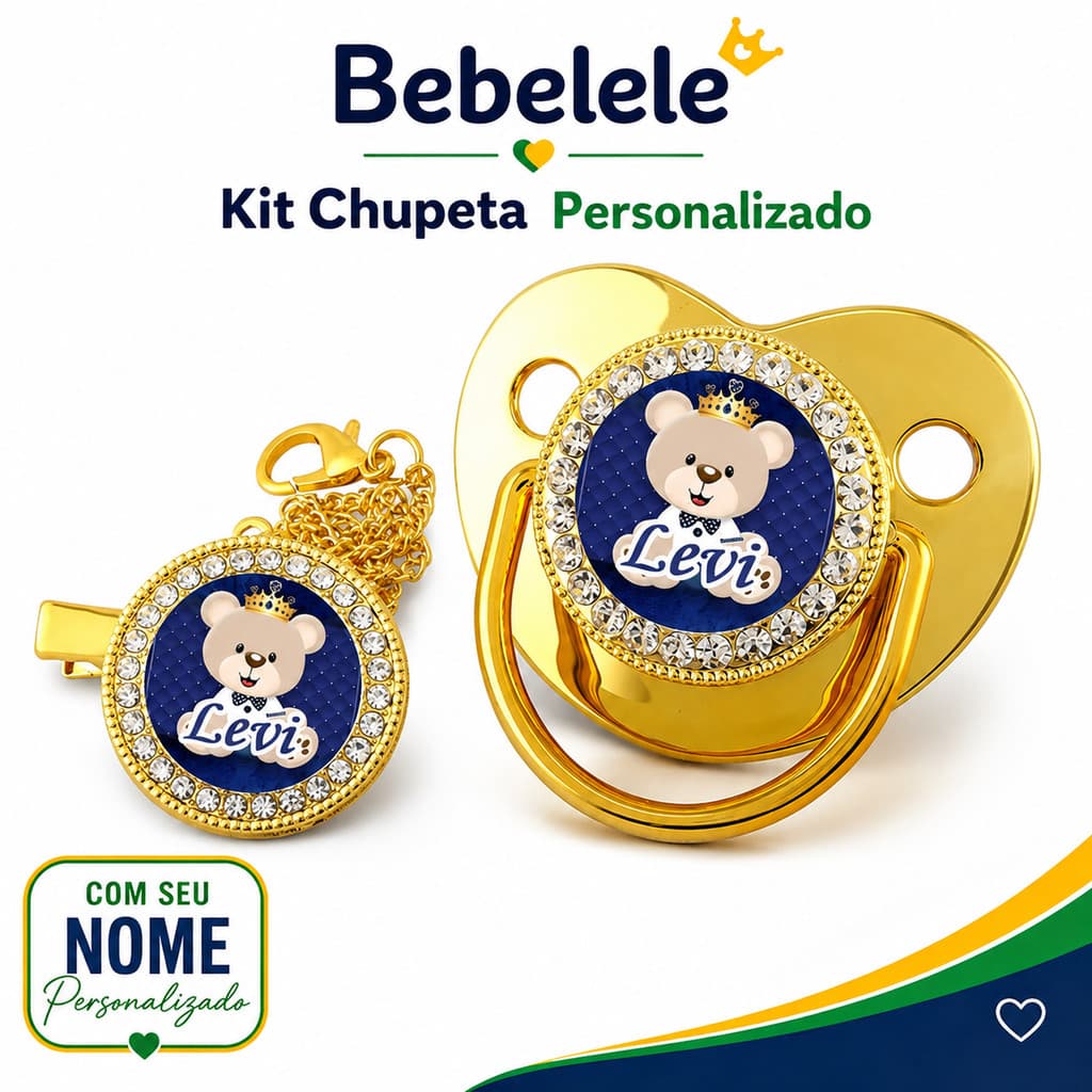 Chupeta de bebê dourada para bebê menino, personalizada com nome e foto, presente de aniversário chupeta personalizada