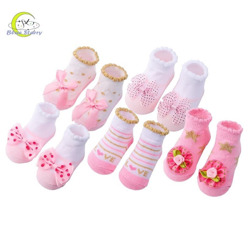 5 pares/conjunto de meias infantis de algodão, adequadas para meninas, meias fofas com laços e flores, adequadas para Re